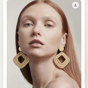 Elegant Cream Woven Earrings